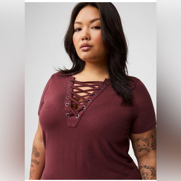 Mini Jersey Lace Up Shift Slit Dress size 3X (22-24) - Picture 3 of 5